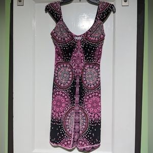 London Times Pink and Black Mini Dress Sz 4